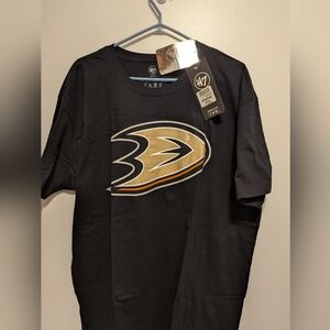 47 Anaheim Ducks Black Tee with Gold and Orange Logo